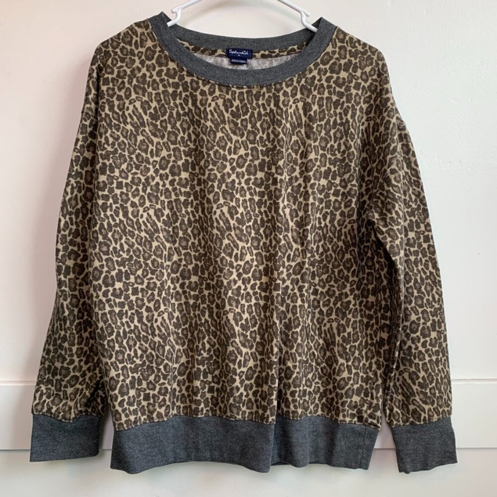 Splendid Brown & Gray Lively Leopard Long Sleeve Sweatshirt